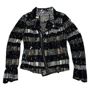 FREE PEOPLE Soft Flannel Plaid Full Zip Designer Light Jacket Womens Size 6